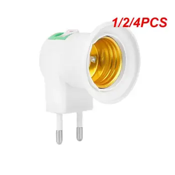 1/2/4PCS חם למכור E27 האיחוד האירופי Plug מתאם אור LED עם שקע חשמל על שקע בקרה מתג E27 לדפוק את המנורה בסיס המנורה שקע