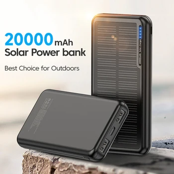 20000mA קיבולת גבוהה אור שחור אנרגיה סולארית טעינה בנק משטרת דו-כיוונית טעינה מהירה USB Multi ממשק חיצוני דגם
