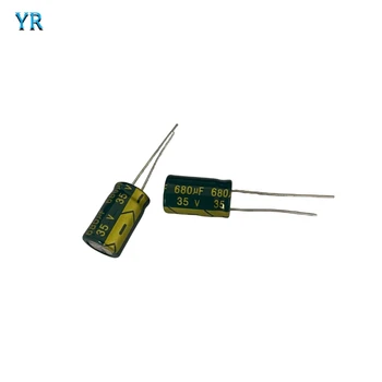 20pcs קבלים אלקטרוליטיים 680UF 35V 10x17mm 105C בתדר גבוה התנגדות נמוכה קבלים אלקטרוליטיים