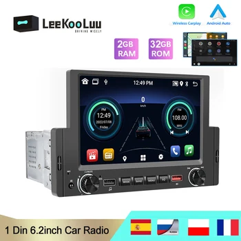 LeeKooLuu Din 1 אנדרואיד רדיו במכונית סטריאו ניווט GPS אוניברסלי 6.2