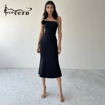 WOWOOTD חדש אירופאי ואמריקאי בסגנון אלגנטי עיצוב דק 3D פרח קלע השמלה שמלת מסיבת חתונה Vestidos הקיץ 2023