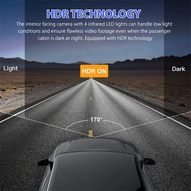 Dash Cam מצלמה קדמית רכב DVR לרכב מקליט וידאו רכב הקופסה השחורה 1080P FULL HD ראיית לילה לנהג מקליט - 3