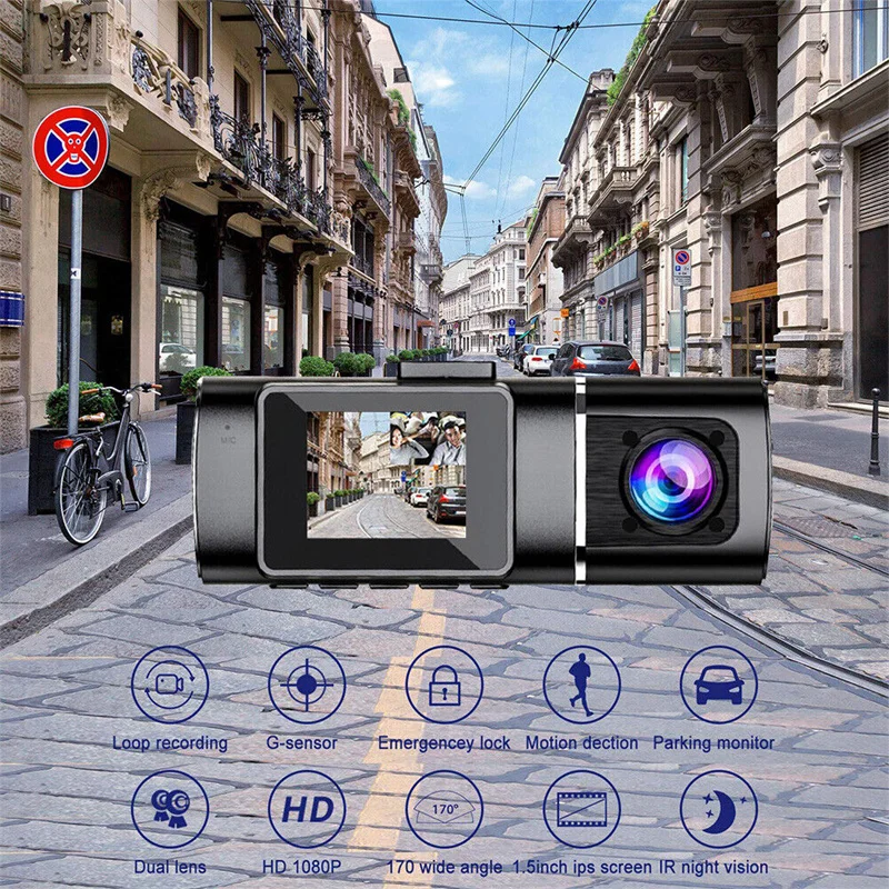 Dash Cam מצלמה קדמית רכב DVR לרכב מקליט וידאו רכב הקופסה השחורה 1080P FULL HD ראיית לילה לנהג מקליט - 4