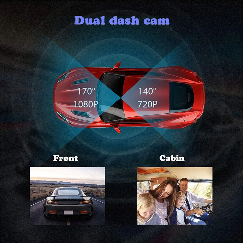 Dash Cam מצלמה קדמית רכב DVR לרכב מקליט וידאו רכב הקופסה השחורה 1080P FULL HD ראיית לילה לנהג מקליט - 5