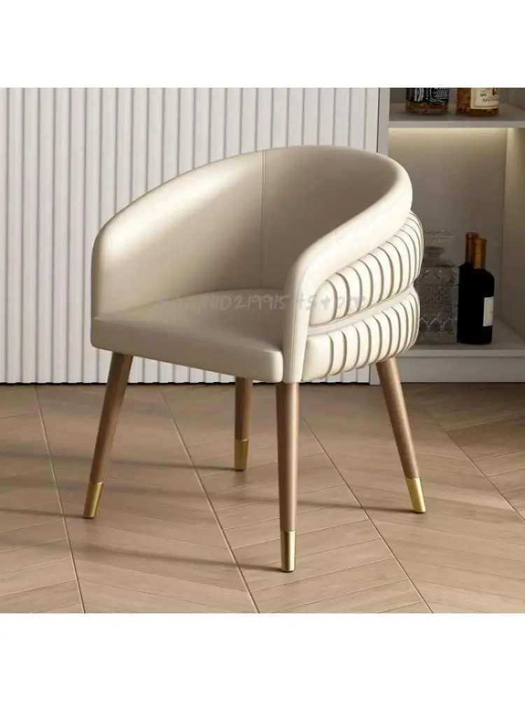 אוכל עץ מלא על הכסא בבית מודרני מינימליסטי המלון האוכל כיסא שולחן אוכל כסא ומתן כיסא עם משענת יד הכיסא - 0