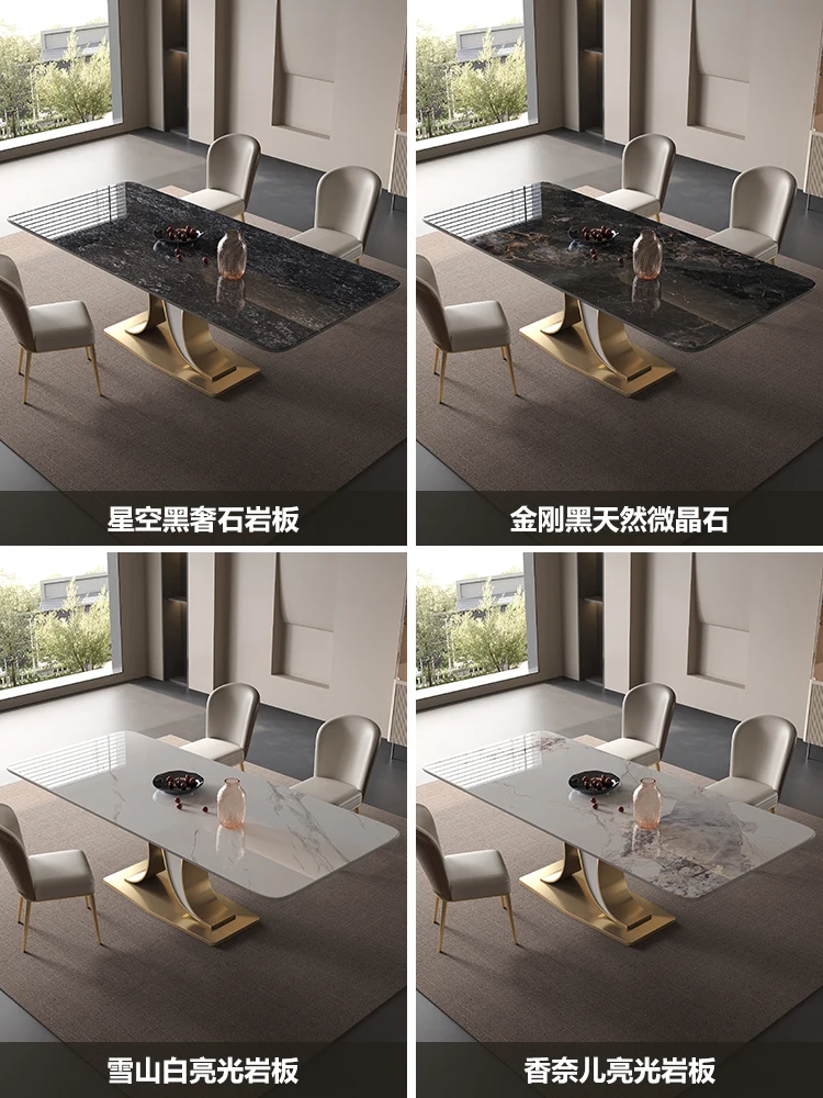 איטלקי רוק צלחת האוכל שולחן מינימליסטי ביתיים באיכות גבוהה המודרנית אור פשוט יוקרה אורז שולחן כיסא משולב - 2