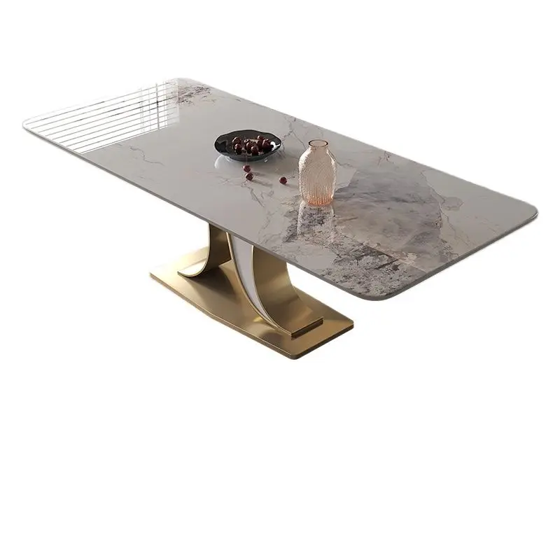איטלקי רוק צלחת האוכל שולחן מינימליסטי ביתיים באיכות גבוהה המודרנית אור פשוט יוקרה אורז שולחן כיסא משולב - 5