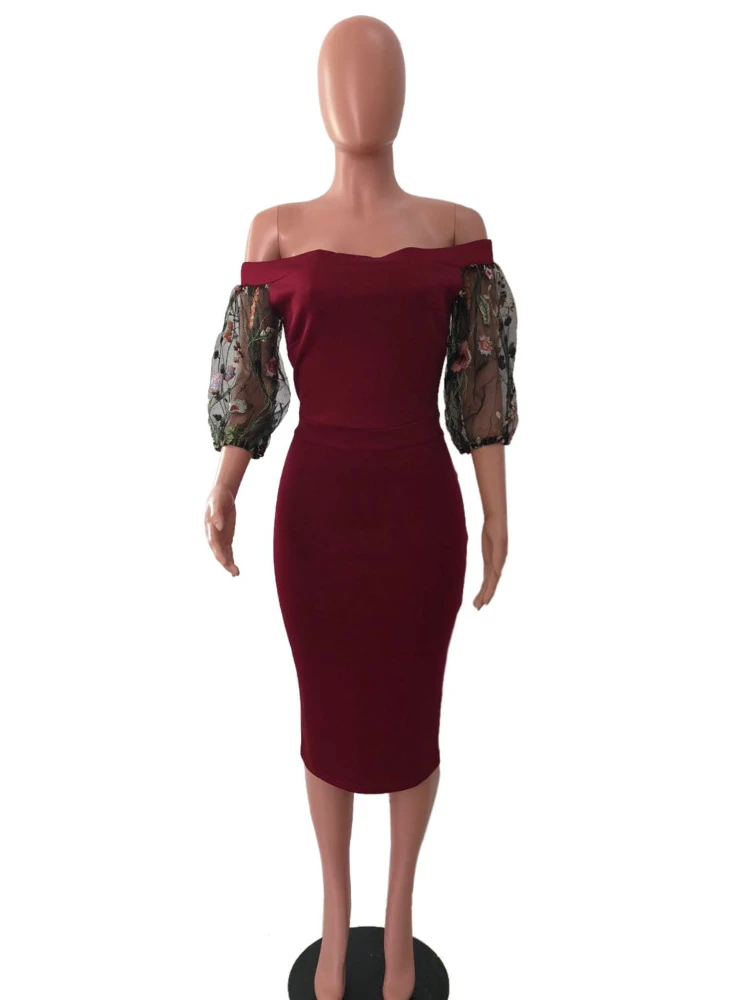 חשופות כתף שמלות לנשים קו נטוי הצוואר מודפס גזה טלאים פנס שרוול יוממות בסגנון רטרו מותניים צרים Vestidos 2023 - 3