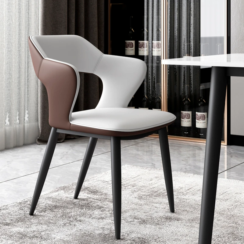 נורדי עור PU כסאות אוכל יוקרתיים סלון מודרני יצירתי כסאות אוכל פנאי כיסאות מטבח, ריהוט חדר האוכל - 1