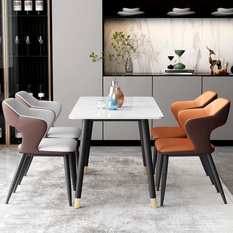 נורדי עור PU כסאות אוכל יוקרתיים סלון מודרני יצירתי כסאות אוכל פנאי כיסאות מטבח, ריהוט חדר האוכל - 2