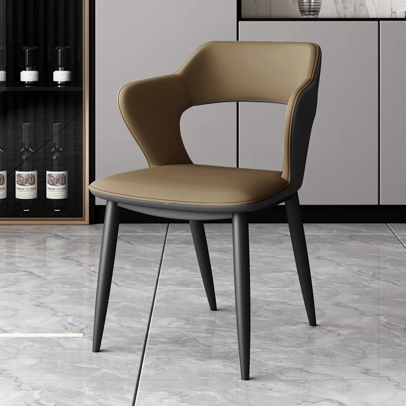 נורדי עור PU כסאות אוכל יוקרתיים סלון מודרני יצירתי כסאות אוכל פנאי כיסאות מטבח, ריהוט חדר האוכל - 4