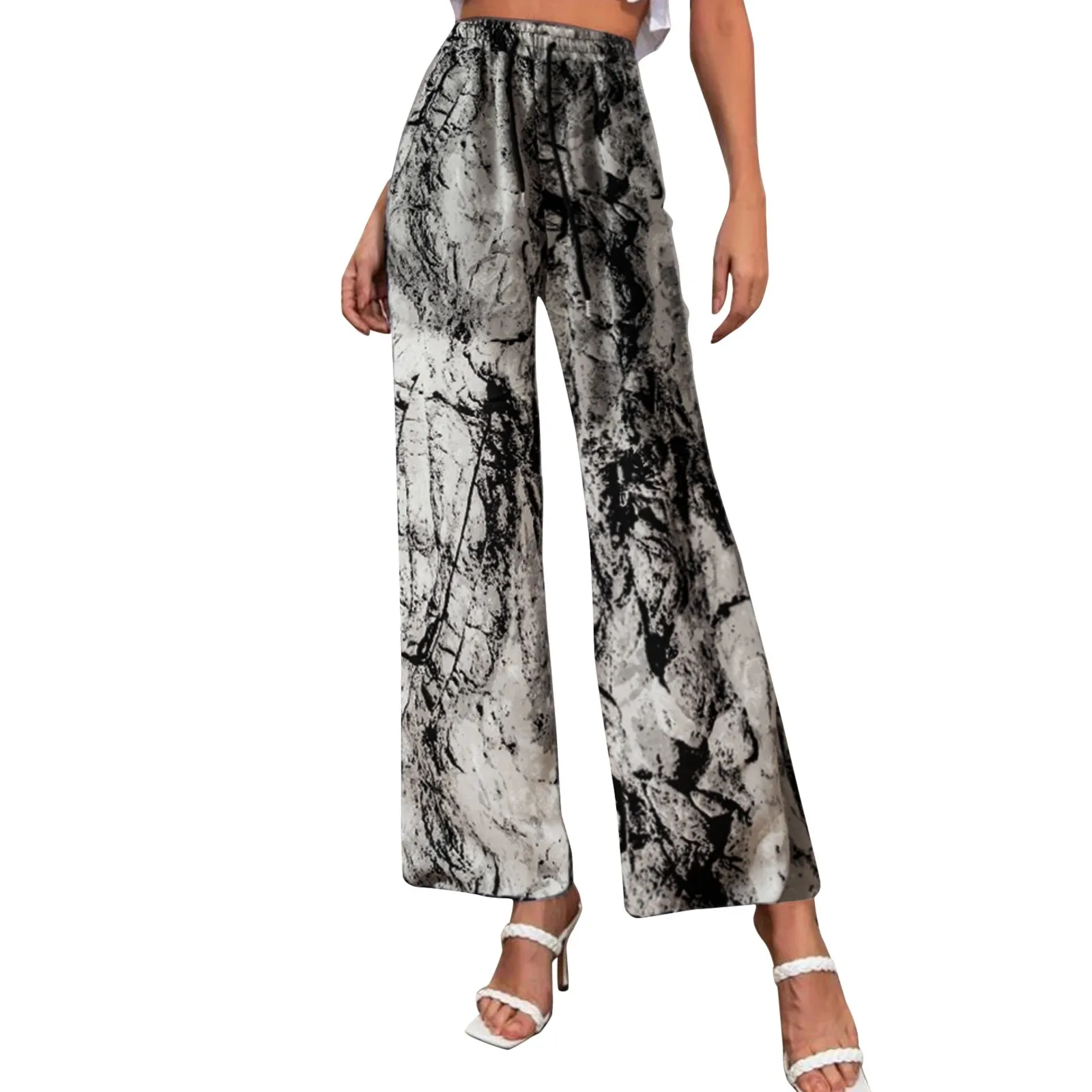 נשים מכנסיים מודפסים מכנסיים נשים הקיץ בתוספת גודל טרקלין רחב הרגל גולש מזדמן מכנסיים עם כיסים נשים בגדים מכנסיים - 1