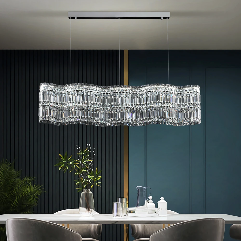 עיצוב נברשת קריסטל על חדר אוכל חדש, מודרני led קריסטל מנורת עיצוב הבית קריסטל תאורה עם dimmable - 0