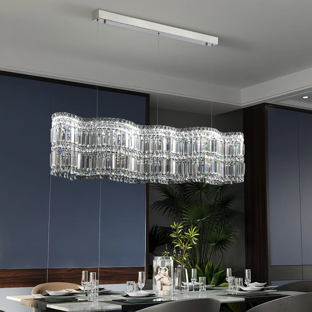 עיצוב נברשת קריסטל על חדר אוכל חדש, מודרני led קריסטל מנורת עיצוב הבית קריסטל תאורה עם dimmable - 2