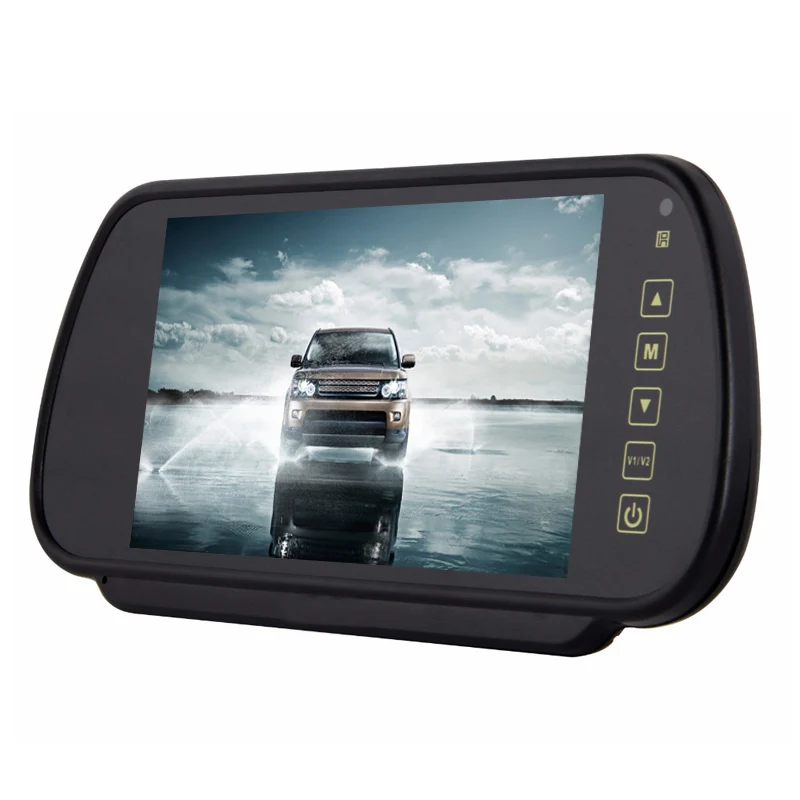 רכב אוטומטי המראה חניה מוניטור LCD 7 אינץ הפוכה עדיפות MP5 משדר FM עבור היפוך מצלמה 480x234 - 1