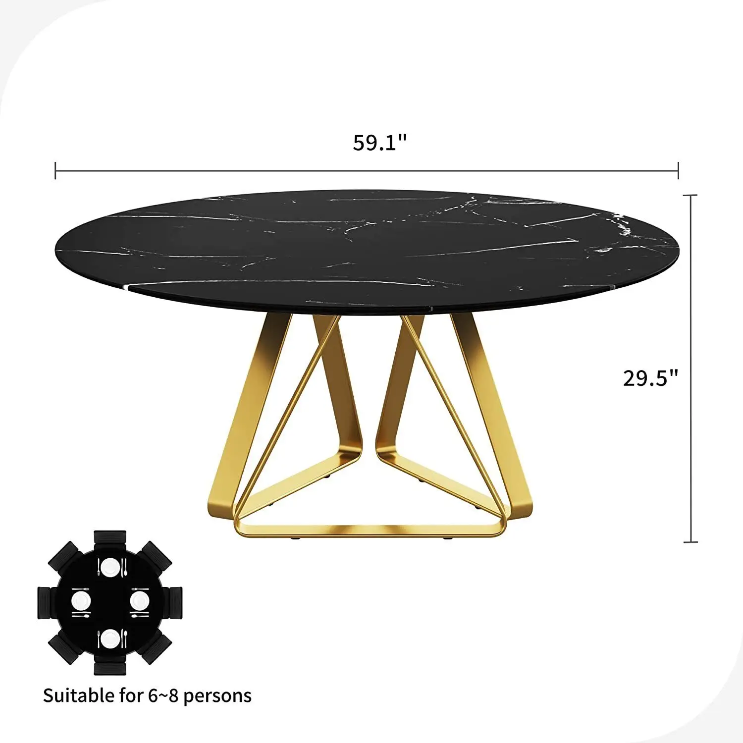שולחן האוכל הנורדי סיבוב השיש העליון פאר מודרני האוכל, שולחן הסלון - 5