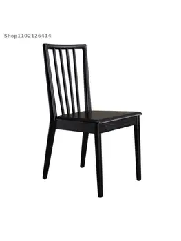 אוכל עץ מלא על הכסא בבית כל עץ מלא בסגנון סיני שחור פשוט משענת עץ מסעדה האמנות הנורדית יצירתי הכיסא