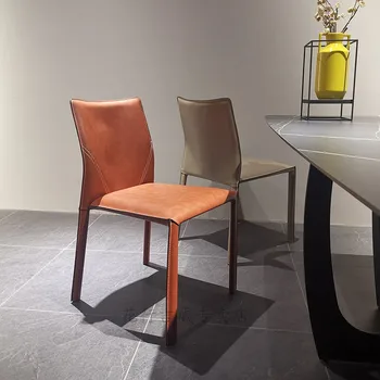 איטלקי אור יוקרה אוכף כיסא מעור נורדי האוכל כיסא מודרני מינימליסטי פנאי בבית אוכף עור חזרה לכיסא