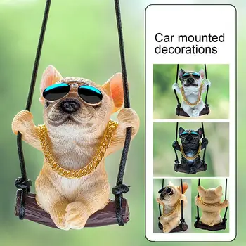 המראה האחורית עיצוב מגניב מתנדנד הכלב משקפיים שרף מלאכה מיני תליון קישוט המראה תלוי קישוט רכב הפנים
