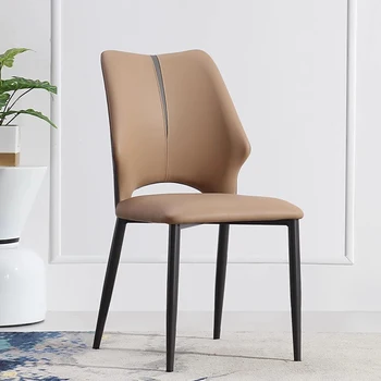 הנורדית המודרנית האוכל כיסאות ארגונומיים טרקלין מתכת מרפסת כסאות עור נוחים Chaises-סל אבוס רהיטים WJ30XP