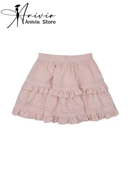 העצמי גרם יפנית חמודה הקיץ החדש גבוה מותן חצאית עוגה קצר חצאית חצאית ורוד התנופה הגדולה Y2K עיצוב נסיכה, חצאית