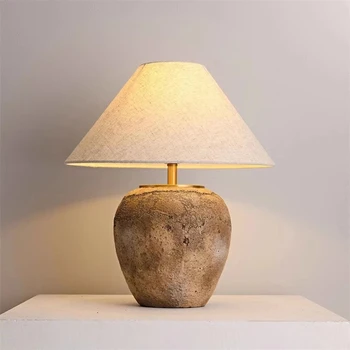 וואבי סגנון קרמיקה מנורת שולחן יצירתי רטרו Homestay וינטג ' תה בחדר היפני השינה ליד המיטה תאורה שולחן אור
