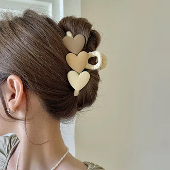 חדש קוריאה לב צורה אקריליק שיער צבתות סרטנים גדולים פרל הצבת קליפים עבור האישה בנות אמבטיה הסיכה Ladiy אופנה כיסוי הראש
