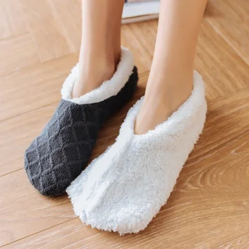 חורף עבה גרביים צמר נשים לעבות בית חם השינה, גרביים נעלי גברים החלקה הרגל חם שלג גרביים Calcetines Mujer