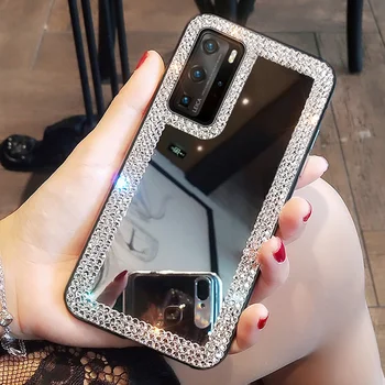 יוקרה נצנצים יהלום מראת איפור טלפון Case For Samsung S20 S21 S22 S23 פלוס + אולטרה-פה הערה 9 10 20 בלינג ריינסטון כיסוי