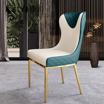מטבח יוקרה מודרני האוכל כיסאות מתכת זהב הרגליים עור עיצוב נורדי הכיסא מבטא כסאות סלון Stoelen ריהוט הבית