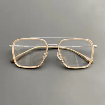 מטיטניום טהור binbeam מסגרת משקפיים של גברים רטרו חומצה אצטית משקפיים אופטיים מסגרת כדי להפוך מרשם משקפיים לקוצר ראיה