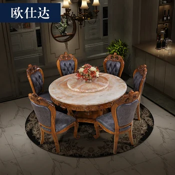 מסעדה ריהוט משיש טבעי שולחן עגול עם הפטיפון שילוב של שולחנות וכיסאות של איכות גבוהה של אבוני עץ מלא