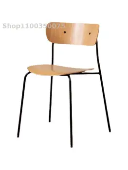 נורדי אוכל עץ מלא על הכסא אור יוקרה מינימליסטי הביתה מסעדה משענת הכיסא ברזל יצוק תעשייתי בסגנון בית קפה חלב