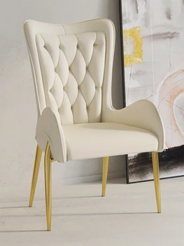 נורדי אור יוקרה האוכל כיסא מודרני מינימליסטי מלון משענת הכיסא הביתה שולחן איפור איפור הכיסא ציפוי זהב הרגליים