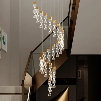 נורדי לולייניות נברשת דופלקס בבניין אקריליק אור LED עבור מלון לובי אי מטבח מקורה תליית מנורה люстра