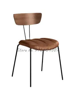 נורדי מעצב רך תיק האוכל הכיסא פשוטה ברזל מודרני אמנות האור יוקרה משענת מעוגלת כיסא עץ אף בית הכסא