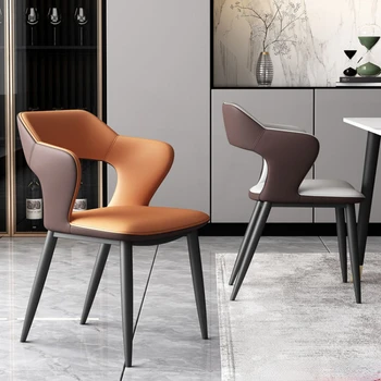 נורדי עור PU כסאות אוכל יוקרתיים סלון מודרני יצירתי כסאות אוכל פנאי כיסאות מטבח, ריהוט חדר האוכל