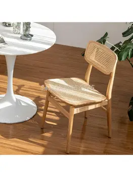 נורדי עץ מלא כיסא רטרו מודרני האוכל הכיסא הביתה Homestay ימי הביניים כיסא קש קפה מלון שולחן אוכל, כיסא
