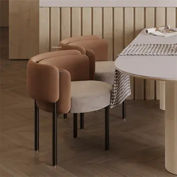 נורדי קטיפה כסאות אוכל ריהוט למטבח אור מסעדת היוקרה הכיסא מעצב יצירתי משענת יד משענת כסאות מטבח