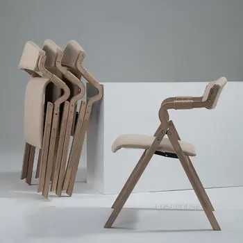 נורדי רהיטים מעץ מלא כסאות אוכל ריהוט למטבח פשוט רטרו קיפול משענת כיסא האוכל פנאי טרקלין כיסא