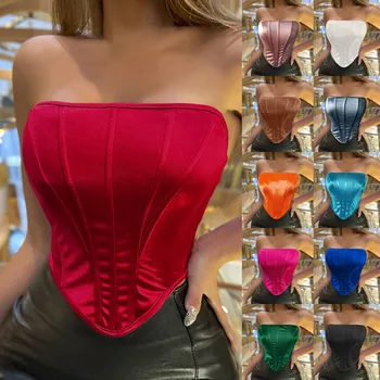 נשים סקסי מחוך מחוך עליון תחרה מעל הכתף בציר Sleevesless גופיה מסיבת Clubwear
