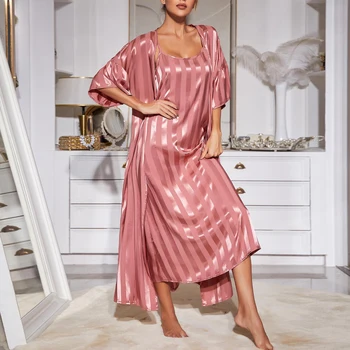 נשים קרדיגן & קאמי Nightdress להגדיר רך Loungewear קלע השמלה להגדיר פשוט מסוגנן נקבה Homewear חליפה