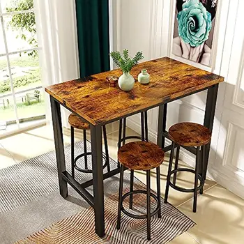 שולחן אוכל להגדיר עבור 4 שולחן בר עם כיסאות תעשייתי מונה גובה פאב שולחן עם 4 כסאות מטבח שולחן ארוחת הבוקר.