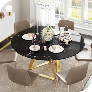 שולחן האוכל הנורדי סיבוב השיש העליון פאר מודרני האוכל, שולחן הסלון